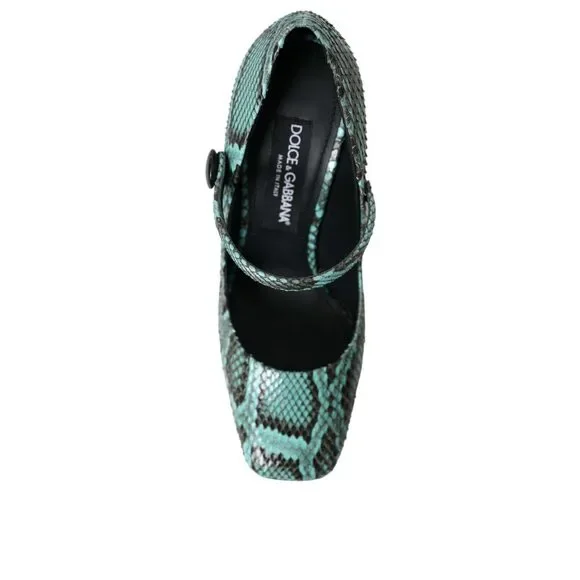 Dolce & Gabbana Aqua Python Leather Mary Jane Pumps Shoes - Picture 8 of 9